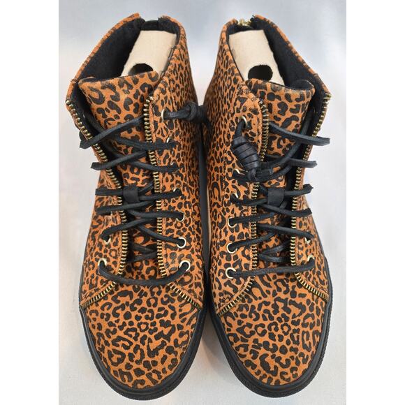 Sperry X Rebecca Minkoff Leather Leopard Print High-Top Sneakers NIB Womens 7.5 - Picture 3 of 12